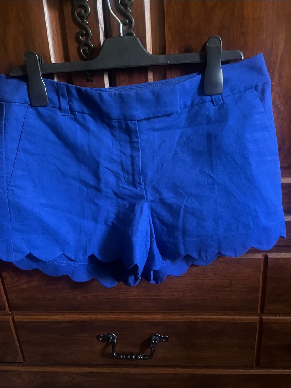 J. Crew Scalloped Hem High Waist Shorts in Royal Blue